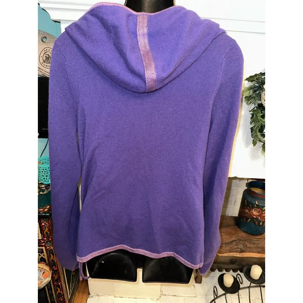 VINTAGE DESIGNER PURPLE CASHMERE SWEATER SET HOODIE + LAVENDER TANK S GLITTER